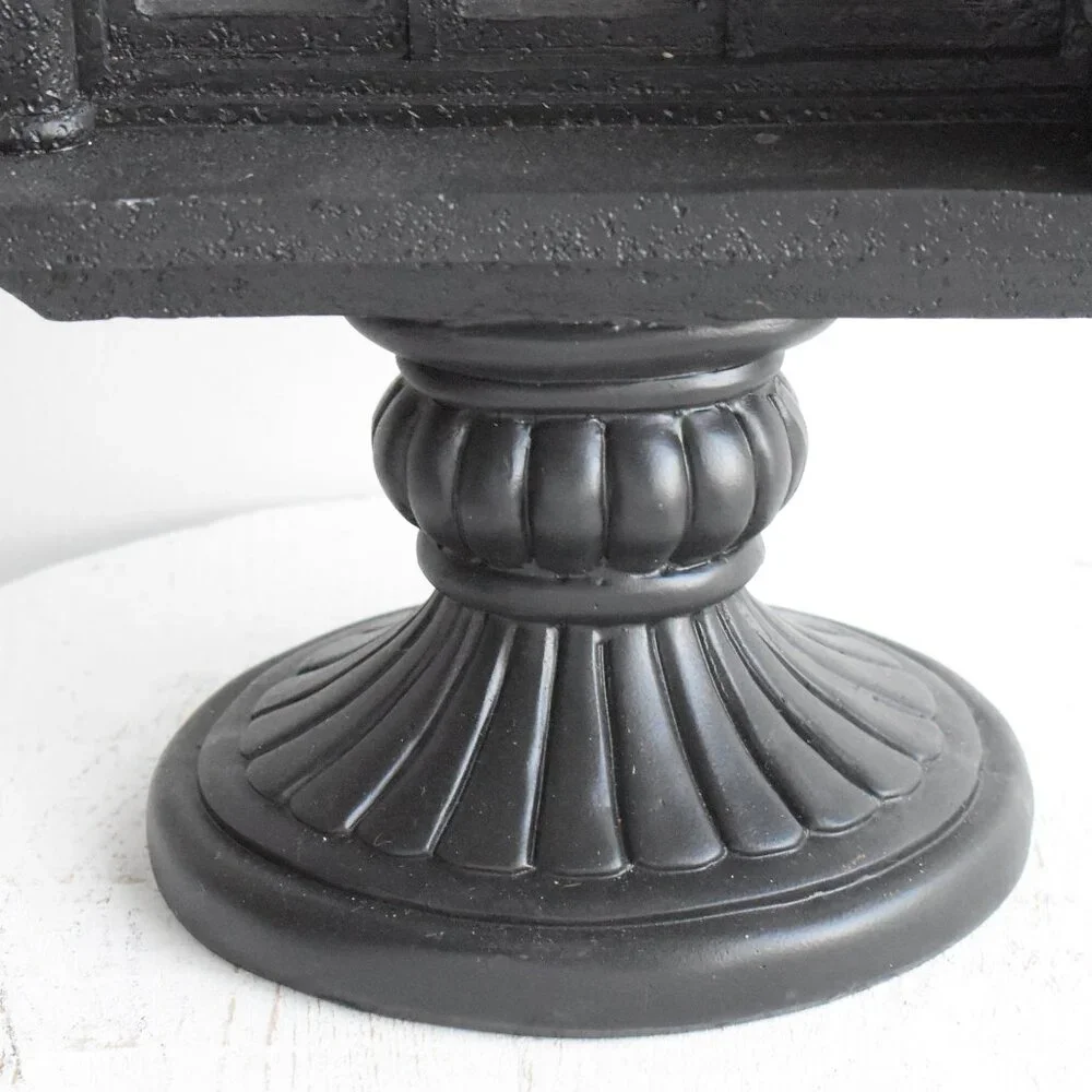 Gothic Black Resin Cathedral Window Mirror Bat Wings Cat Gargoyle Raven Decor